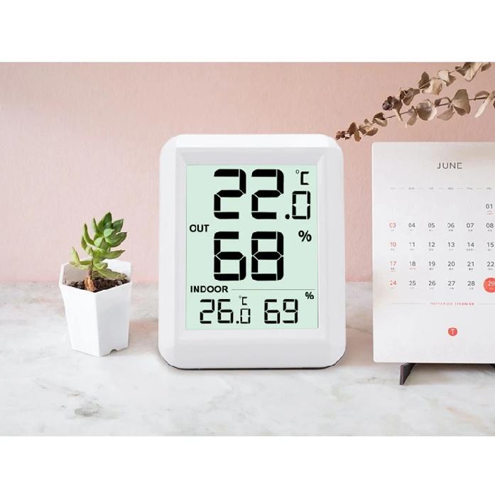 Termómetro Higrómetro Inalámbrico Habitación Bebé Pantalla LCD Digital Monitor de Temperatura y Humedad Estación Meteorológica Interior Exterior Sensor -40C