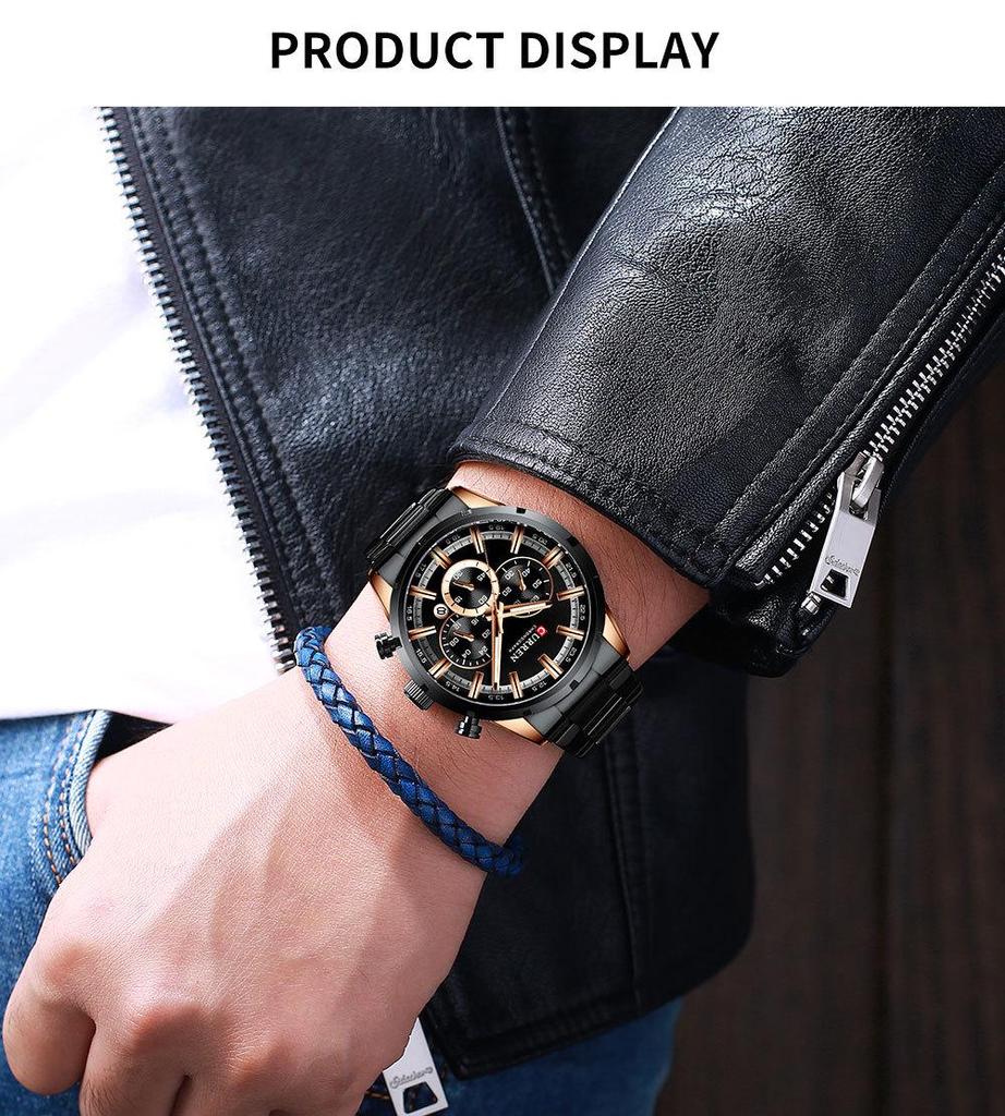 Curren 8355 Men's Waterproof Quartz Calendar Watch with Steel Band