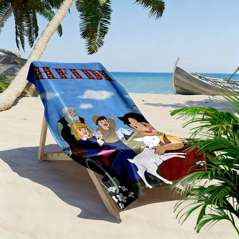 Serviette de plage Heidi style anime vintage Impression 2D Plate, Grande Serviette Douce à Séchage Rapide pour Plage Camping NatationXSTJ0915345