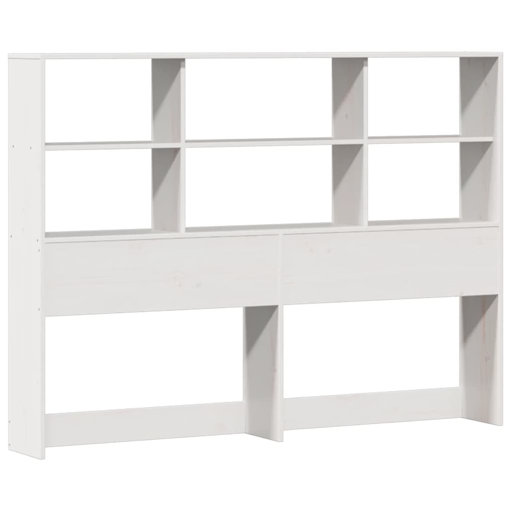Solid Wood Bed with Shelf Without Mattress White 160 x 200 cm Pine