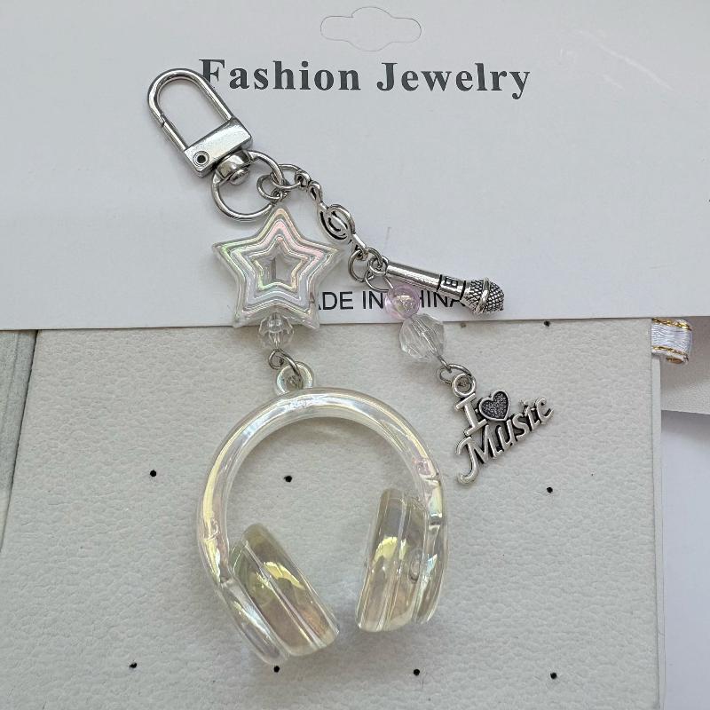 1 Piece Mini Headset Pendant Y2K Cool Music Festival Earphone Keychain Note Star Mobile Phone Chain Jewelry Accessories