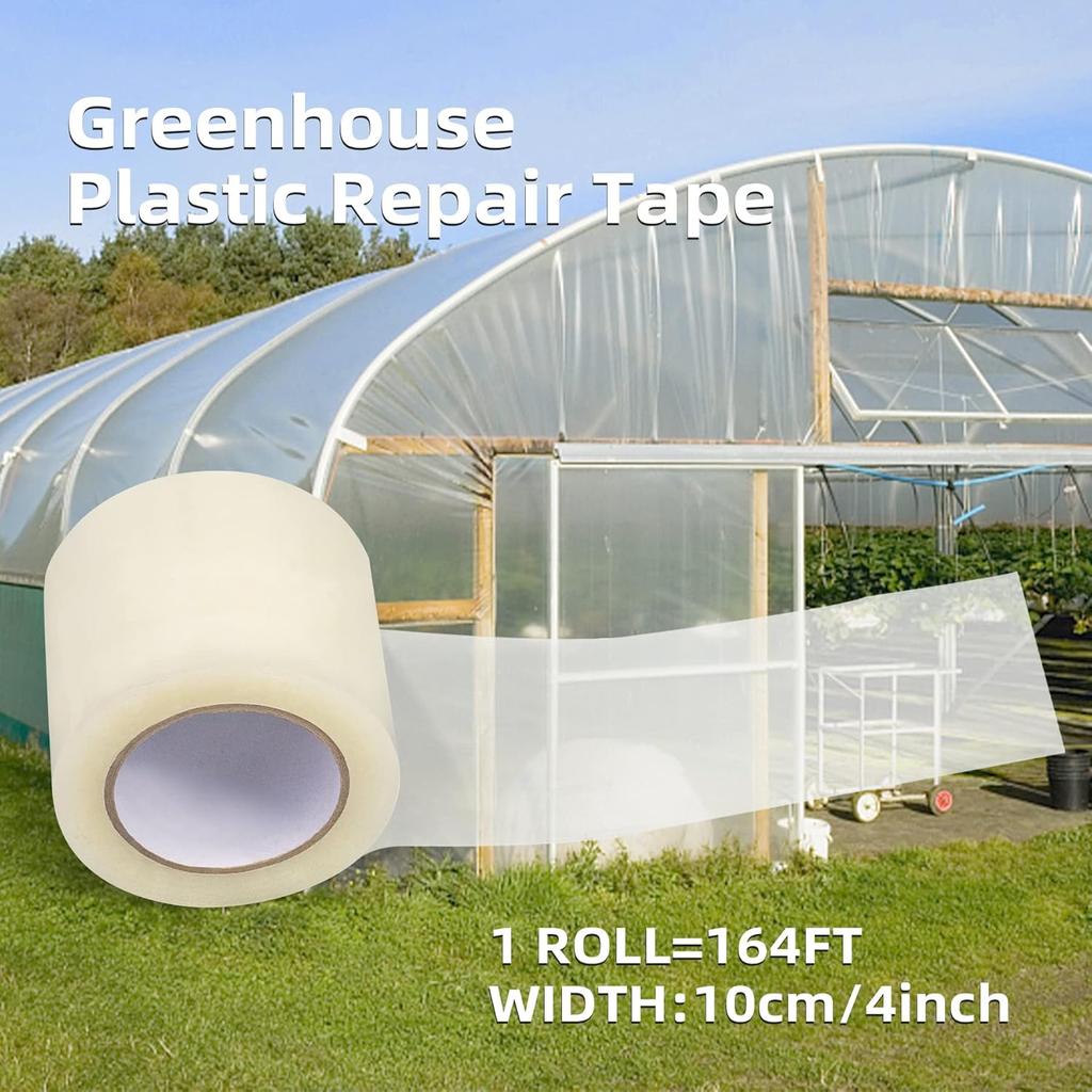 6 Mil Greenhouse Repair Tape, 4" x 164' Clear Greenhouse Film Repair Tape, Waterproof and UV Resistant Plastic Sheeting Tape