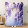 Lavender Bliss Soft Warm Flannel Throw Blanket Suitable for Naps, Camping, Travel & Home Decor - Cozy Lavender Floral Bedspread For,,, Couch - Ideal G