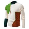 Fashion Men's Clothing Contrasting Color Patch Sweater Knitted Sweater Semi-turtleneck Breathable Sweater