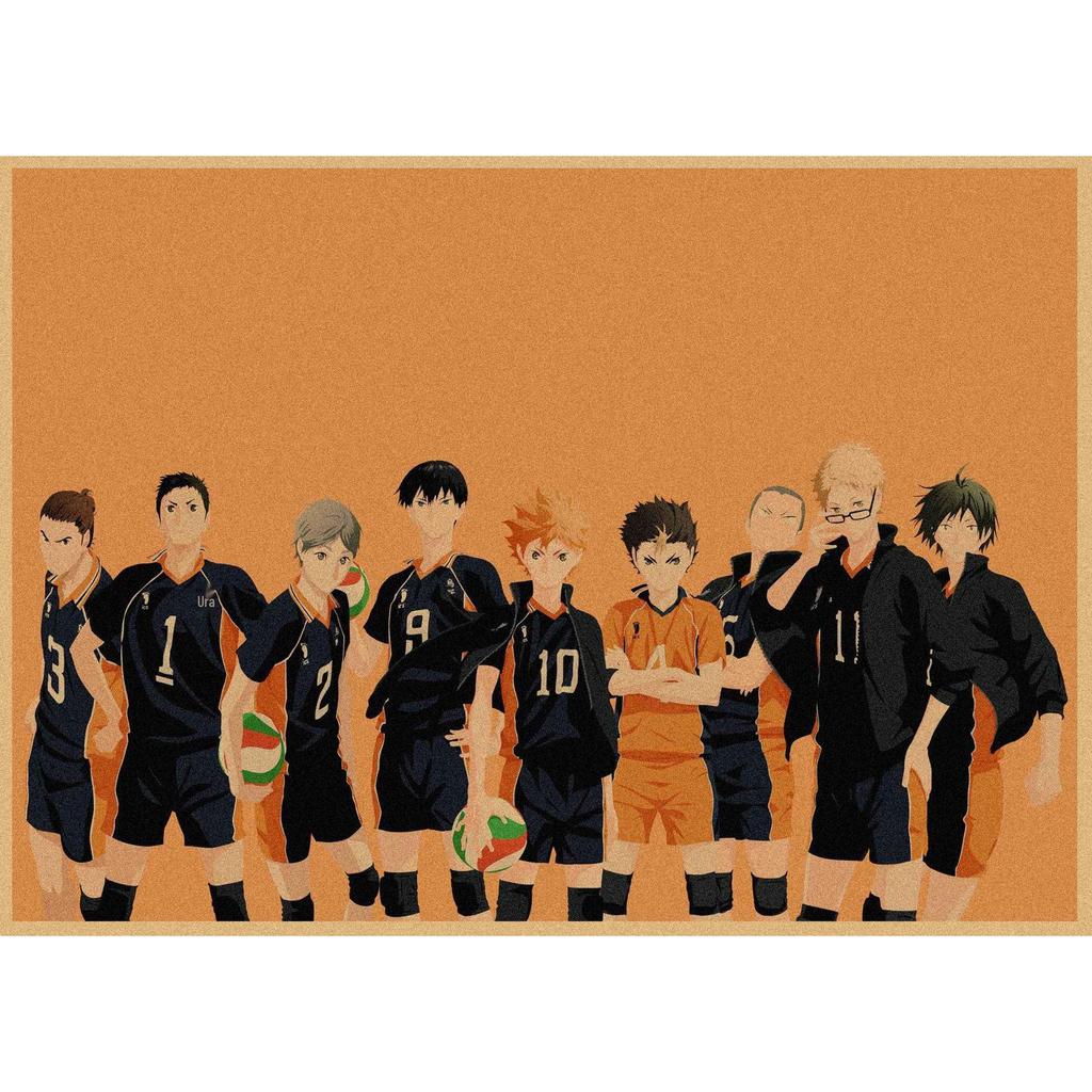 Haikyuu!! Retro Kraft Poster: Hinata Shoyo & Kageyama Tobio Decorative Wall Art