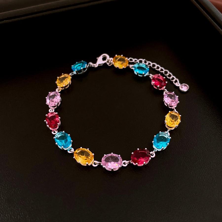 Bracelet à boucle ovale en zircon plaqué or 18 carats - Bijoux de luxe rétro européens et américains