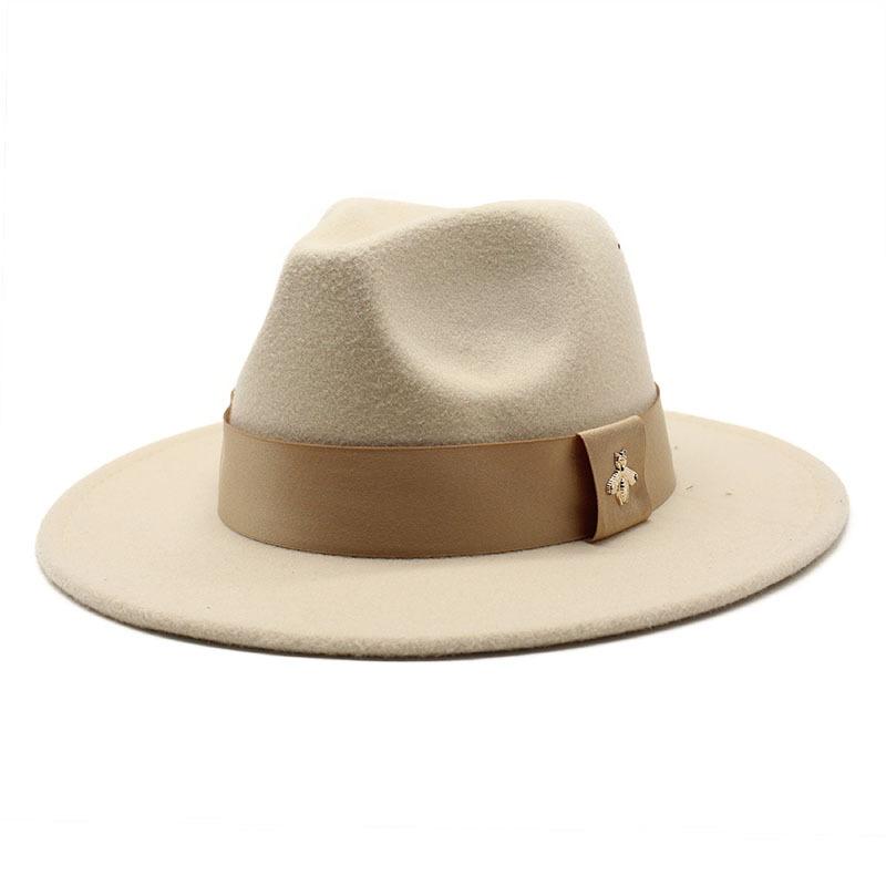 Autumn and Winter Big Eave Hat Fashion Woolen Top Hat Men's and Women's Woolen Panama Jazz Fedora