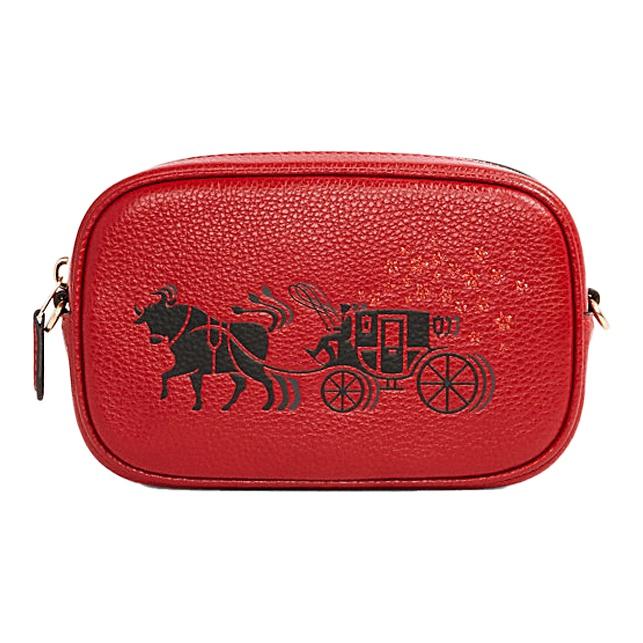 

Coach 17 Versatile Bag With Carriage Pattern Leather Waist Bag Small Women bags Red C2256-IMFFL Gift Box Set (Basic Set+Yellow Box)