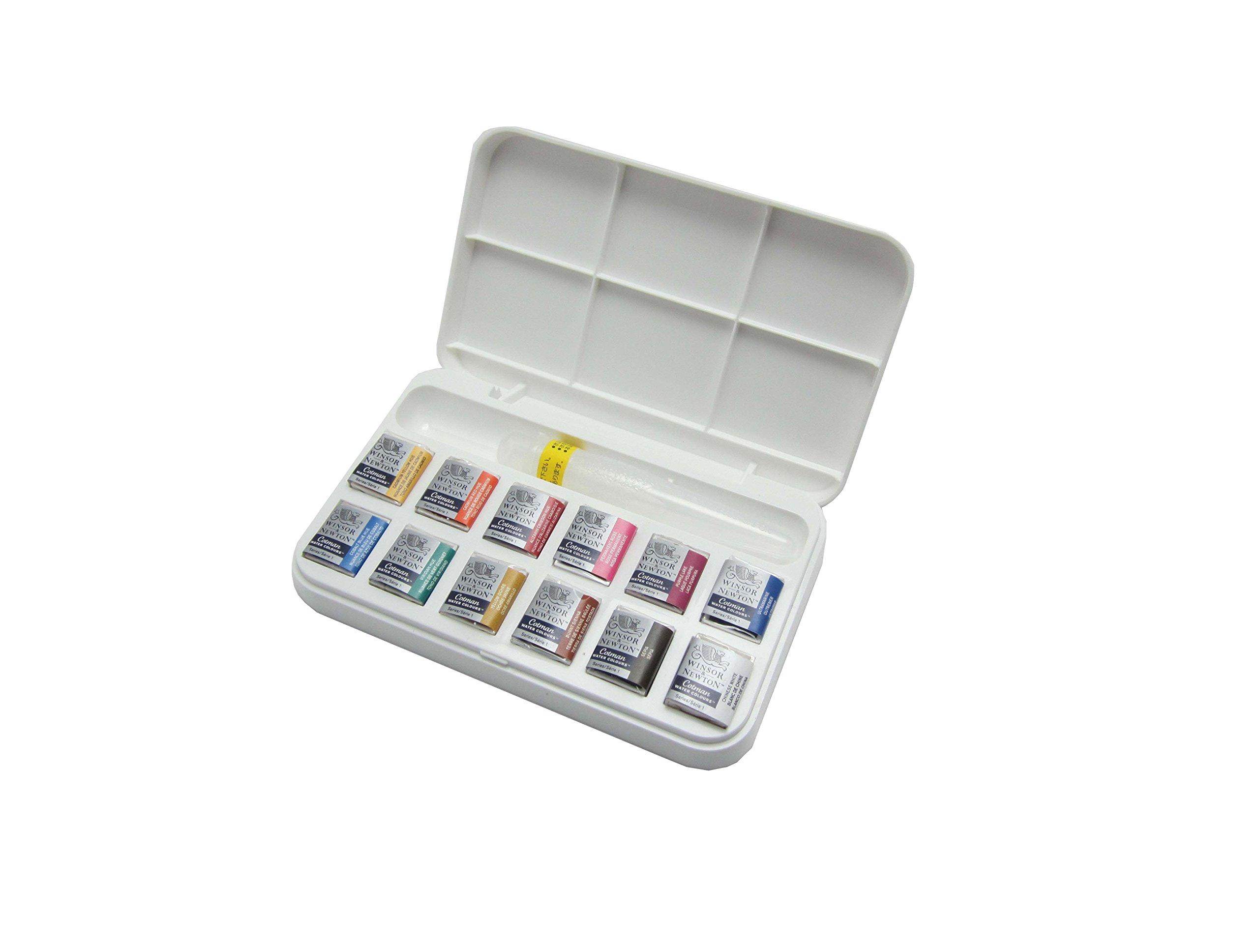 

Акварельные краски Winsor Newton Cotman Water Color Half Pan Набор из 12 цветов с кистью для воды 18909012 &
