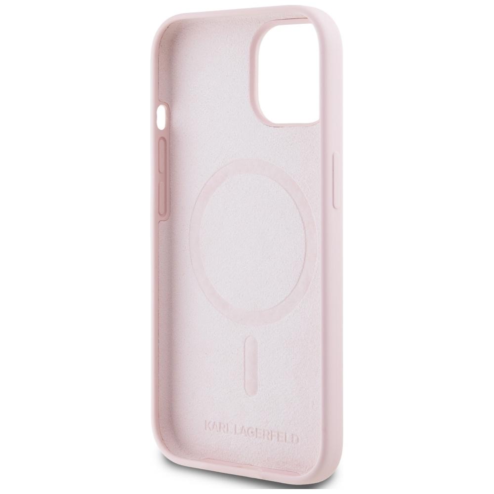 Karl Lagerfeld Silicone Karl&Choupette MagSafe Case for iPhone 15 Plus Pink