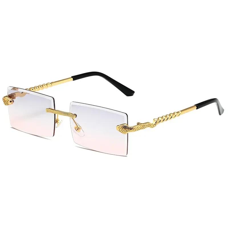 Rimless Square Women Sunglasses UV400 Protection Stylish Vintage Trend Outdoor Fashion Eyewear Shades for Men and Women