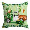 St. Patrick's Day Peach Skin Velvet Pillowcase, Green Four-leaf Clover Printed Sofa Pillow Cushion