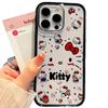 Cute Cat Transparent Phone Case for 16/17 Pro Max with Black Edge