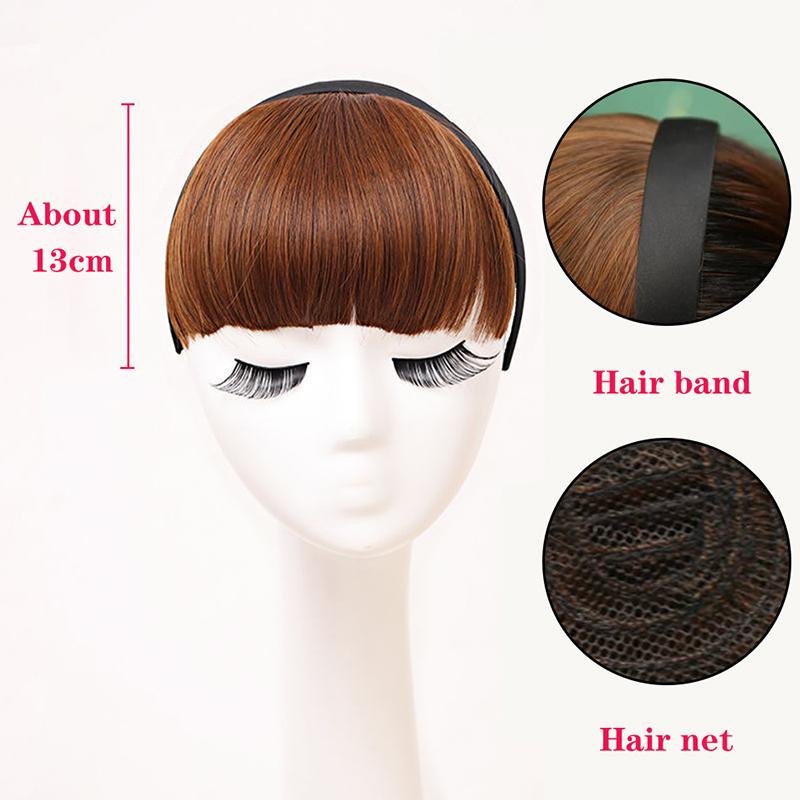 Synthetic Heat Resistant Hair Neat Fringe With Braids Headband Blunt Bangs Hair Extensions For Women Hairpieces