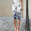 Women's Slim Fit Printed Ruched Capri Pants Elastic Waistband Stretchy Fabric Comfortable Fit Casual Bottoms for Daily Wear
