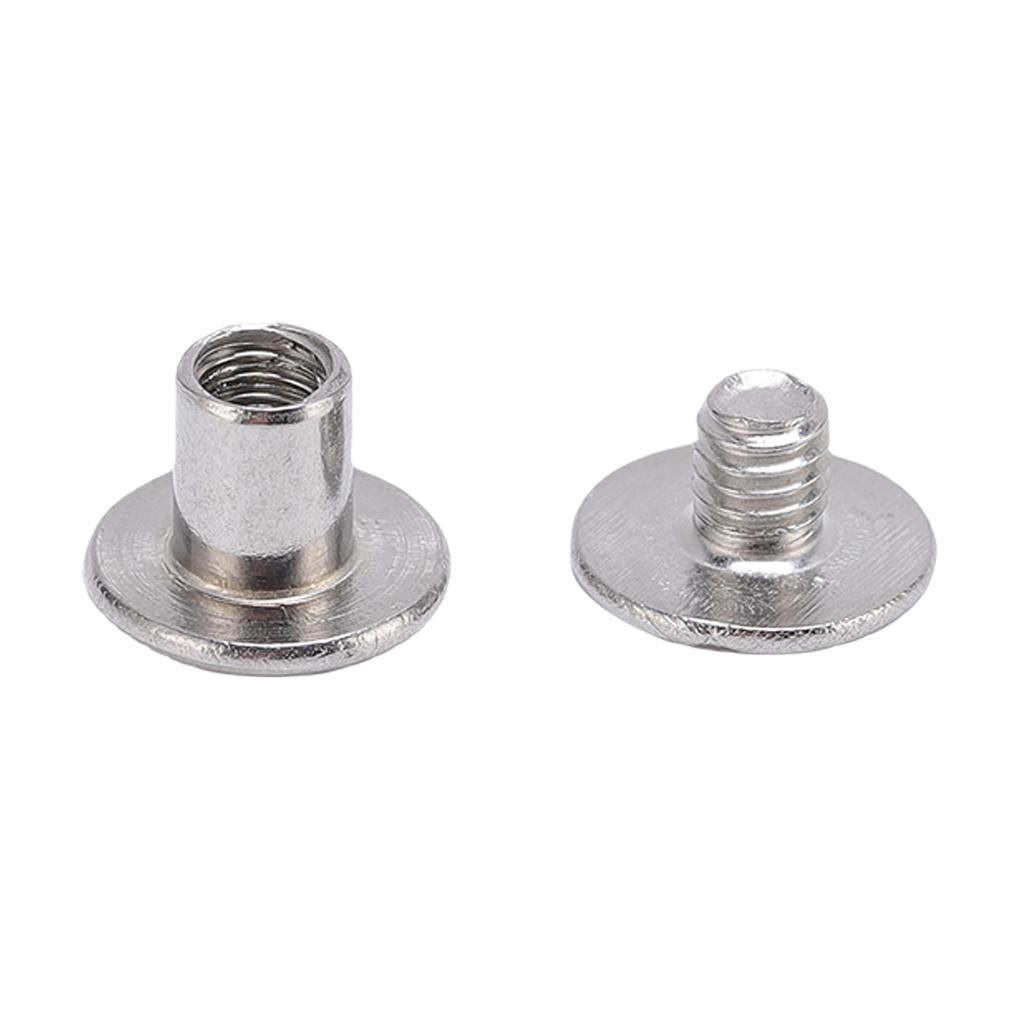 50 Pairs 0.18x0.2x0.35in Leather Rivets Kit M3.5 Stainless Steel Flat Round Head Rivet and Screw Set for Binding and Decoration