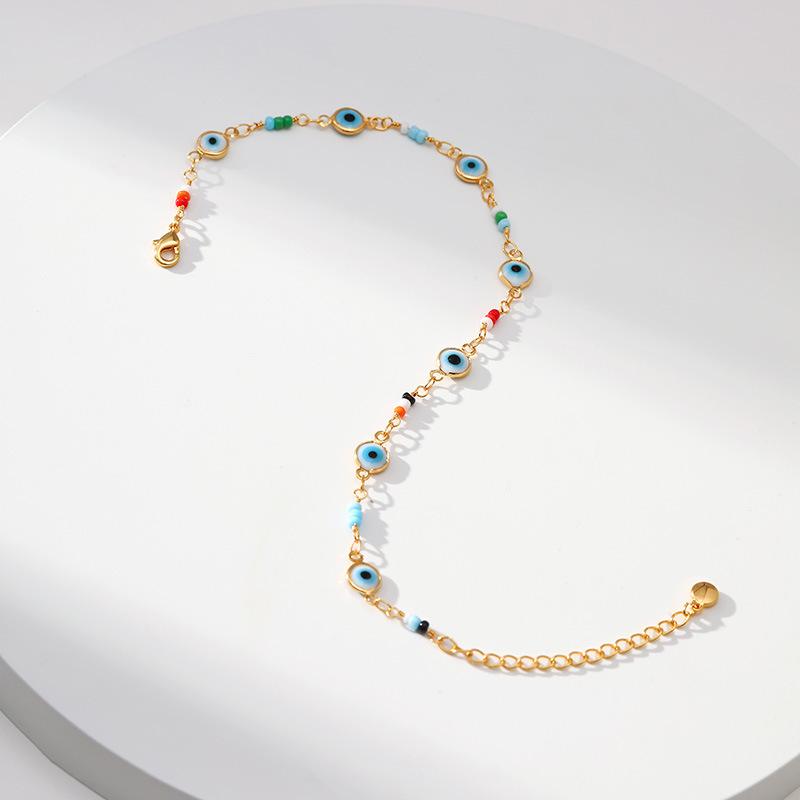 Vintage Evil Eye Copper 18k Gold Plated Women Foot Anklet Jewelry