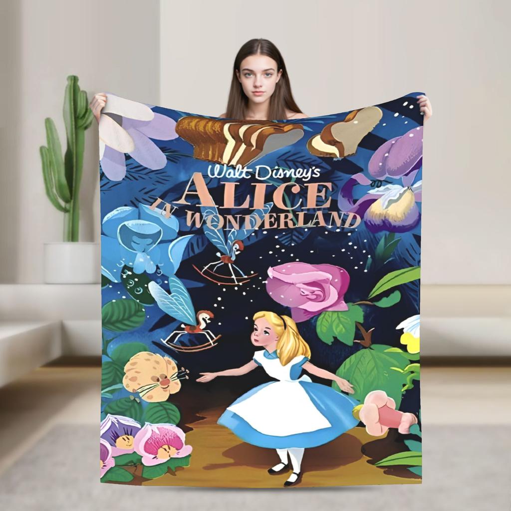 Cartoon Alice in Wonderland  Blankets  Flannel Awesome Warm Throw Blankets for Bed Sofa Autumn/Winter
