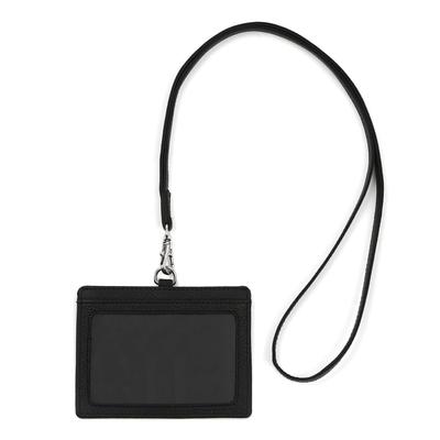 QUARE Passetui, Ausweishalter, Echtes Leder & Mikrofaser mit Umhängeband, Mitarbeiterausweishalter ([1] Echtes Leder Schrumpfsilber)