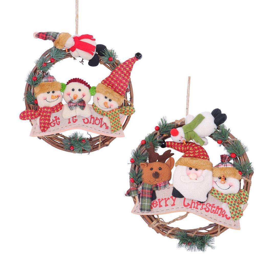 Christmas Snowman Wreath: Vine Circle Door Hanger & Window Decoration