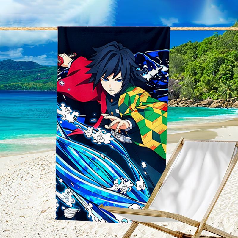 1pc Tomioka Giyuu1 Beach Towel, Beach and Seaside Swimming Pool Equipment, Fashion Pattern, Rectangular, Travel Essentials