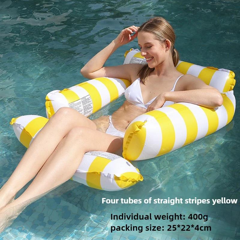 Water Inflatable Lounge Chair, Floating Bed Hammock Foldable Dual Use Backrest, Floating Row Comfortable Breathable and Relaxing