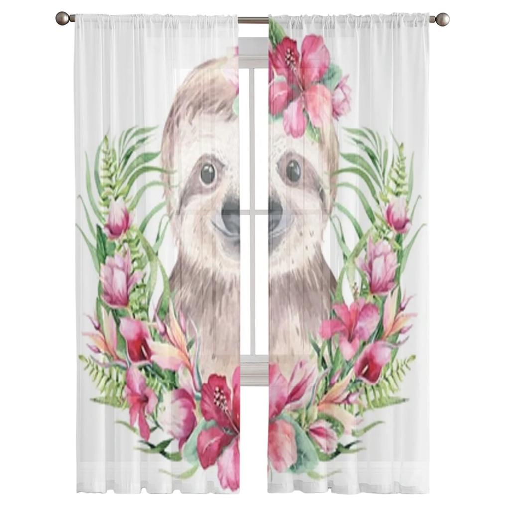 Akvarell Tecknad Sengångare Chiffong Skira Gardiner För Vardagsrum Sovrum Dekoration Fönster Tyllgardiner Draperier