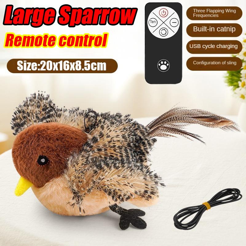 Flappy Bird Interactive Cat Toy USB Rechargeable Pet Cat Plush Toy Flapping Bird Toy Stimulate Hunting Instincts Remote Control