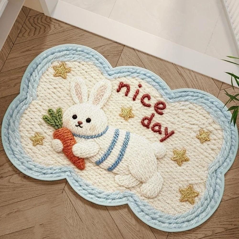 Foot Pad Anti Slip Cartoon Floor Mat Animal Pattern Soft Absorbent Rug Imitation Weaving Absorbent Kitchen Mats Living Room