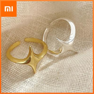 925 Sterling Silver Unique Star Ring For Women Jewelry Finger Adjustable Open Vintage Gold Ring For Party Birthday Gift