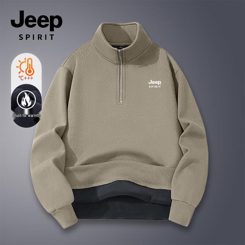 JEEP SPIRIT Men's Fleece Half-Zip Pullover Sweatshirt