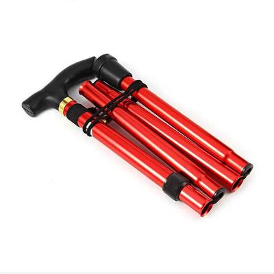 Telescopic Walking Stick Outdoor Hiking Trekking Poles Aluminum Alloy Metal Folding Cane Crutches Pole For Elderly People