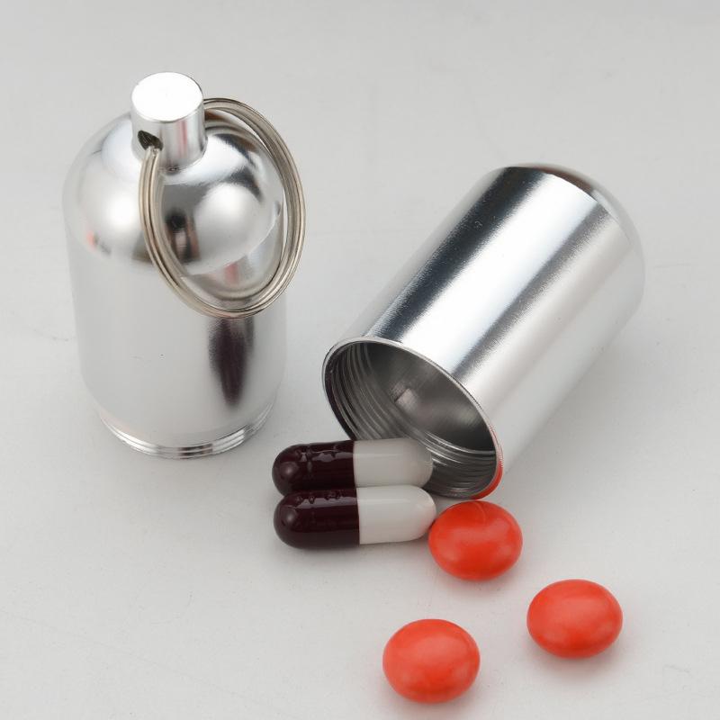 Waterproof Aluminum Pill Case Bottle Cache Drug Holder For Traveling Camping Container Keychain Medicine Box Health Care Tool