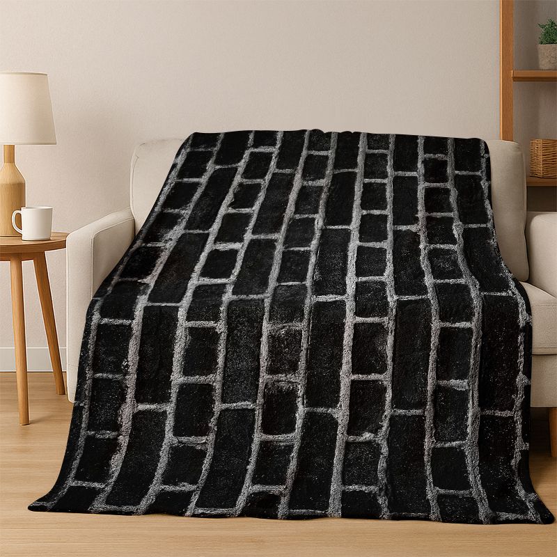 Vintage Brick Stone Flannel Blanket Soft Warm Throw Blanket for Bedroom Living Room Bed Travel Camping Picnic Gift kids