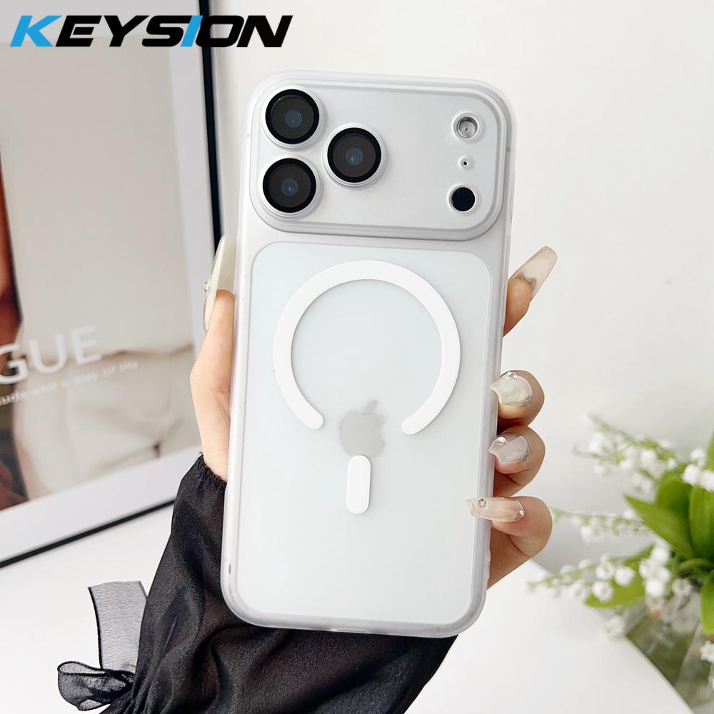 

KEYSION Ультратонкий матовый прозрачный чехол для Magsafe для iPhone 16 17 Pro Max Air 16 Plus 16e Магнитная беспроводная зарядка Задняя крышка for iPhone 17 Pro Max белый