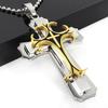 Men's Cross Pendant Necklace, Personalized Titanium Steel Layered Chain