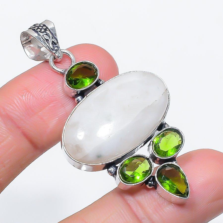 

Натуральный лунный камень, перидот, ювелирная подвеска из стерлингового серебра 925 пробы 2,21 n2S85