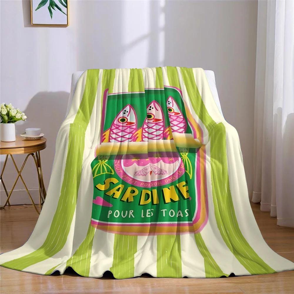 Sardine Can Design Flannel Blanket Warm Soft Halloween Christmas Couch Warm Cozy Decorative Decor Gift for All Season