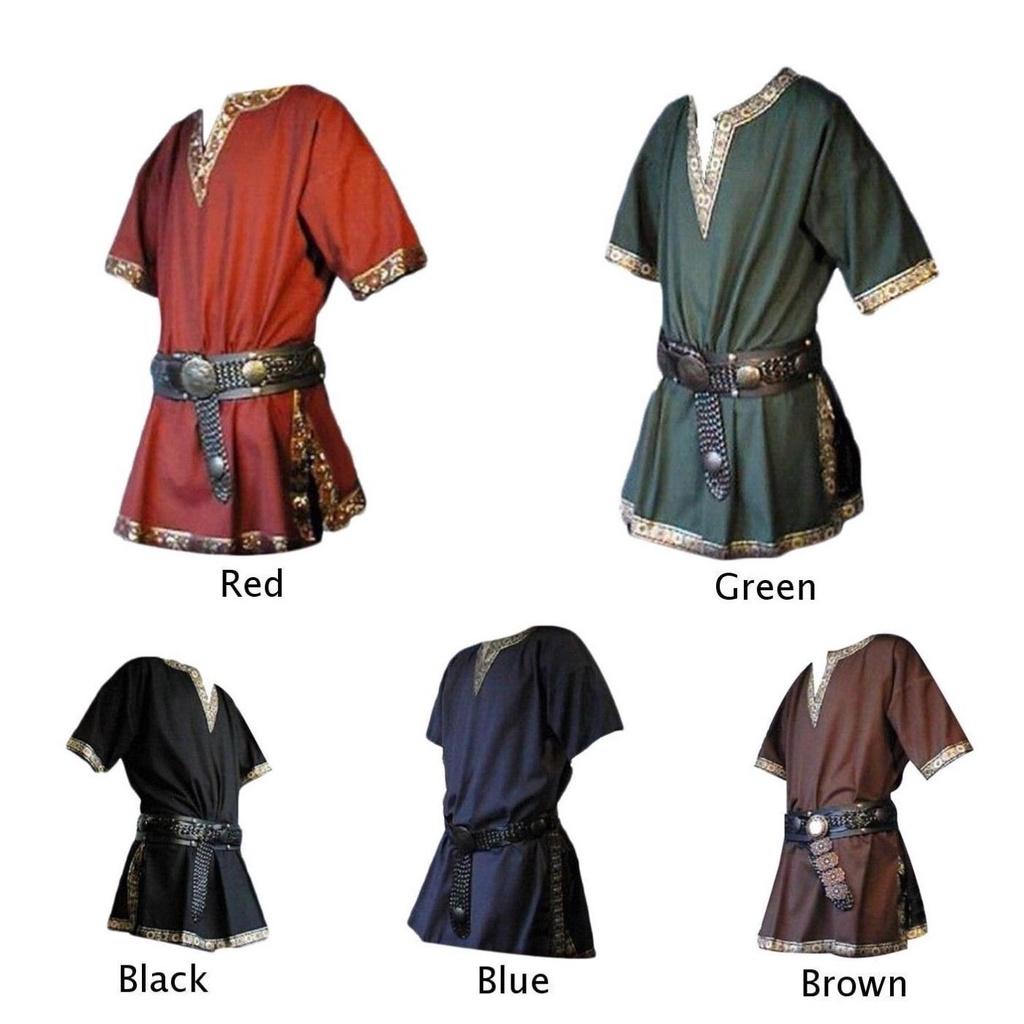 Medieval Renaissance Tunic Top Shirt Viking Norseman Saxon Men Cosplay Costume