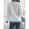 HNXC Autumn Winter School Style Multi-color V-neck Twisted Lantern Long-sleeved Sweater Women's Clothing