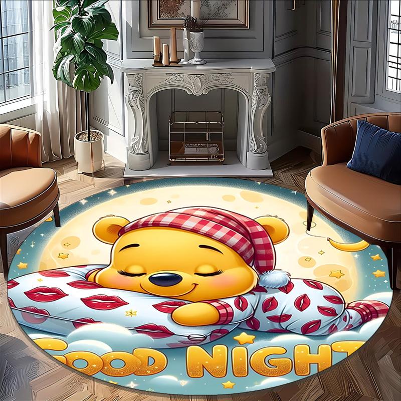 1pc Pooh Bear Carpet, Round Rug, Comfortable, Suitable for Entryways, Living Rooms, Office, And Bedrooms, Christmas Decoration