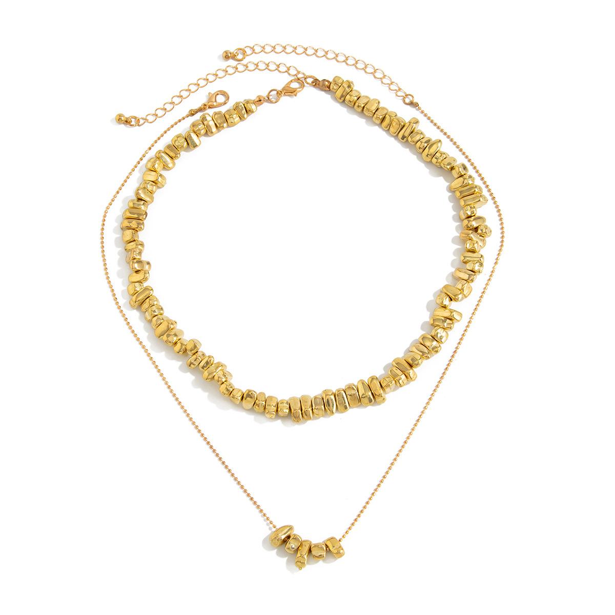 Геометрический Подвеска Ожерелье Минималистичный Золотой Тон Неправильная Текстура Цепочка на Ключицы Многослойный Чокер Простое Украшение Женский Аксессуар золотой