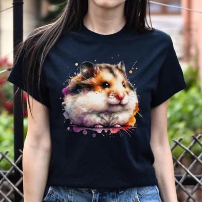 Hamster Color Splash Unisex T-Shirt Black Navy Dark Heather