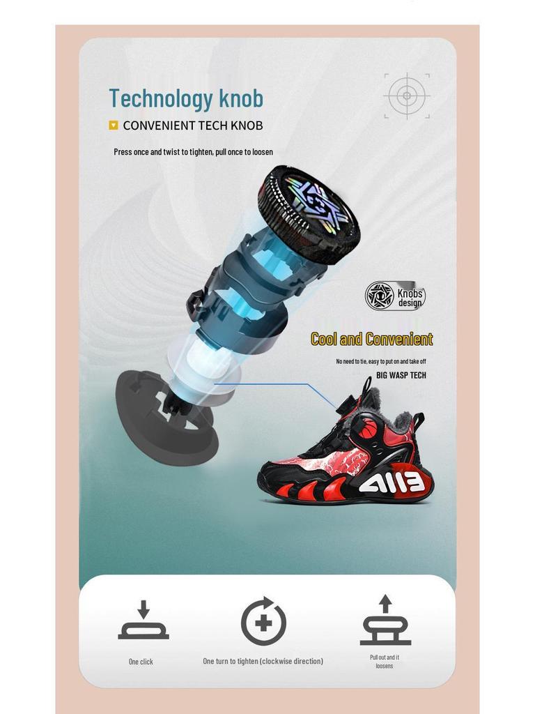 Chitu 2025 Winter Jungen Basketballschuhe - Trendig, mit Baumwoll-Fleece gefüttert zum Laufen