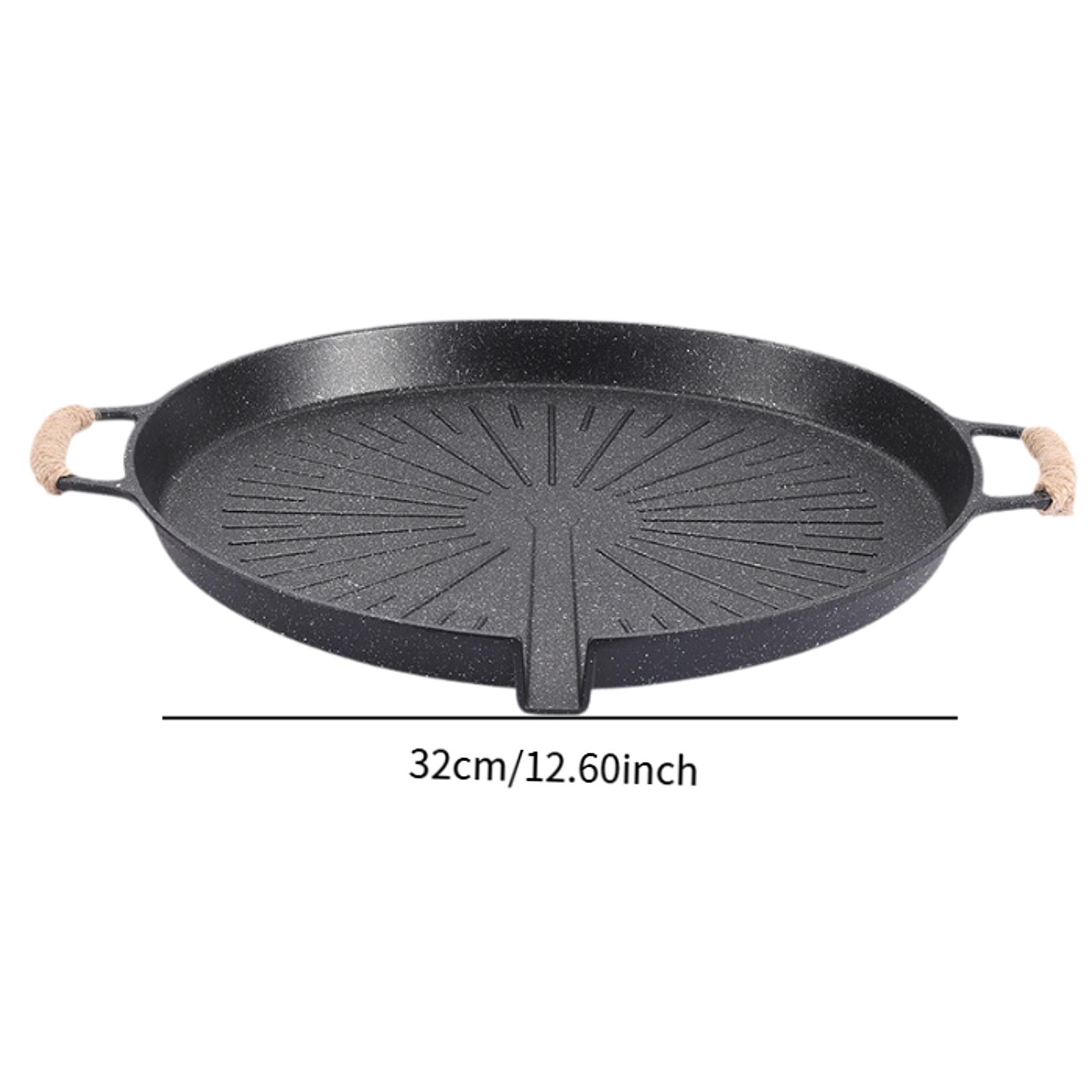 Nonstick Baking Tray Reusable Easy to Clean Round BBQ Griddle Grilling Pan Frying Pans for Outdoor Camping Roasting Indoor