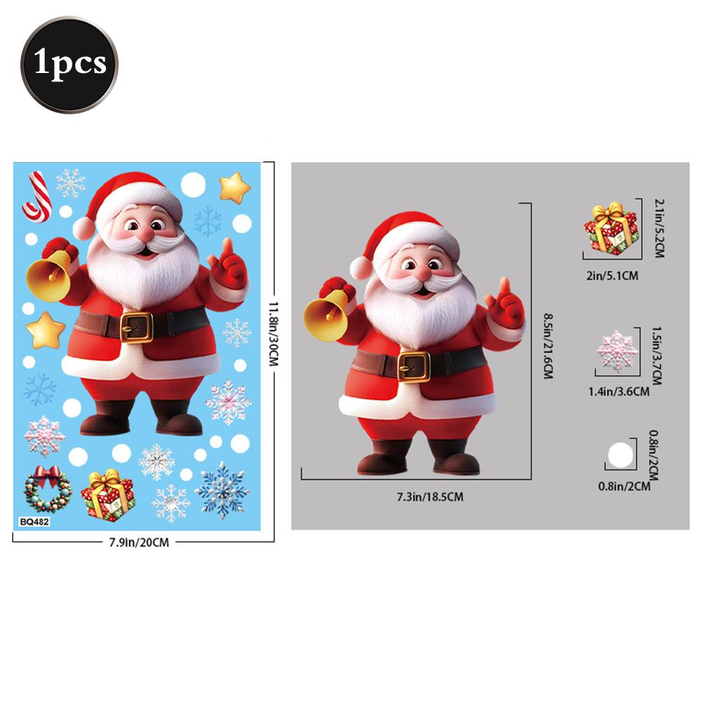 2026 Christmas Window Stickers Santa Claus Reindeer Snowmen PVC Static Glass Stickers No Glue Reusable Christmas Home Decoration