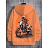 Boys' Orange Off road Motorcycle Rider Hoodie, Dynamic Printed Boys' Trendy Cool Casual Hoodie