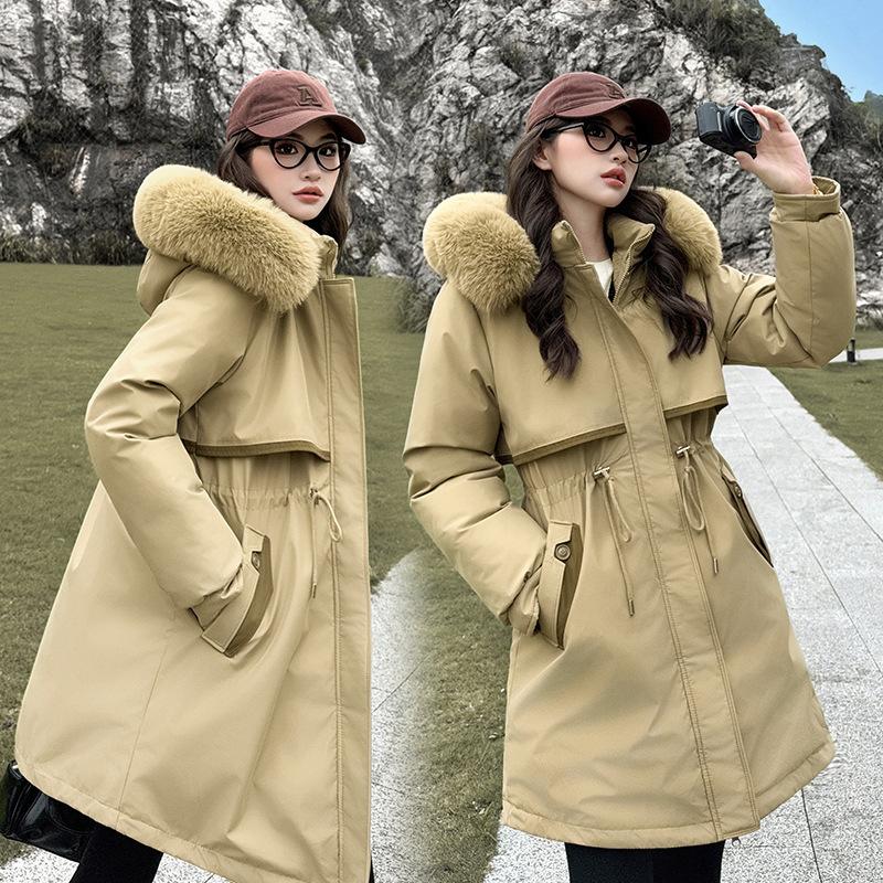 Removable hat pie overcome women's medium and long velvet thickened coat cotton-padded coat