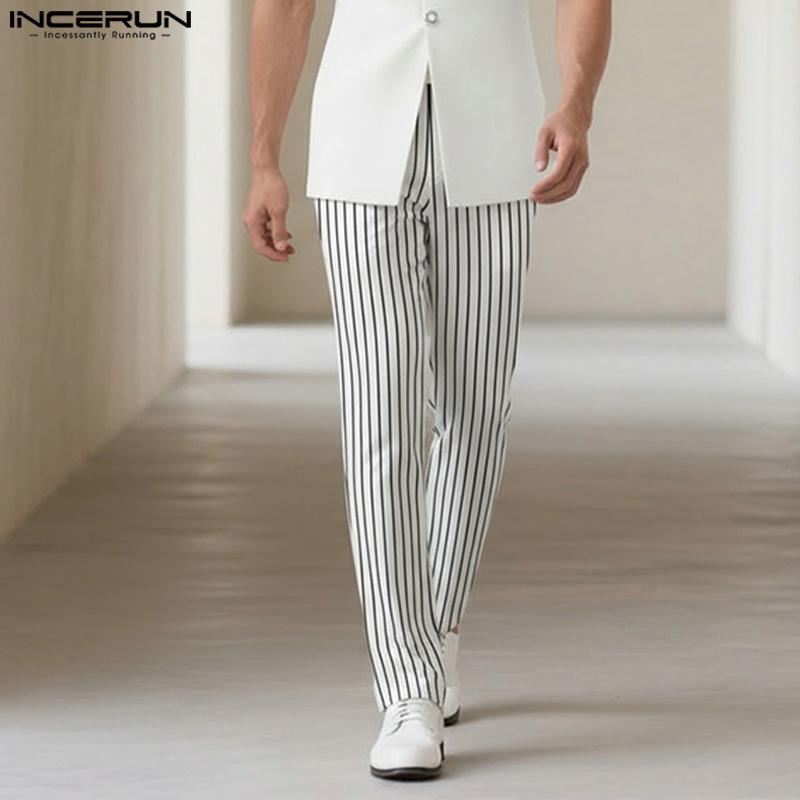

INCERUN Мужские Повседневные Эластичные Полосатые Длинные Брюки-Шаровары 5XL белый