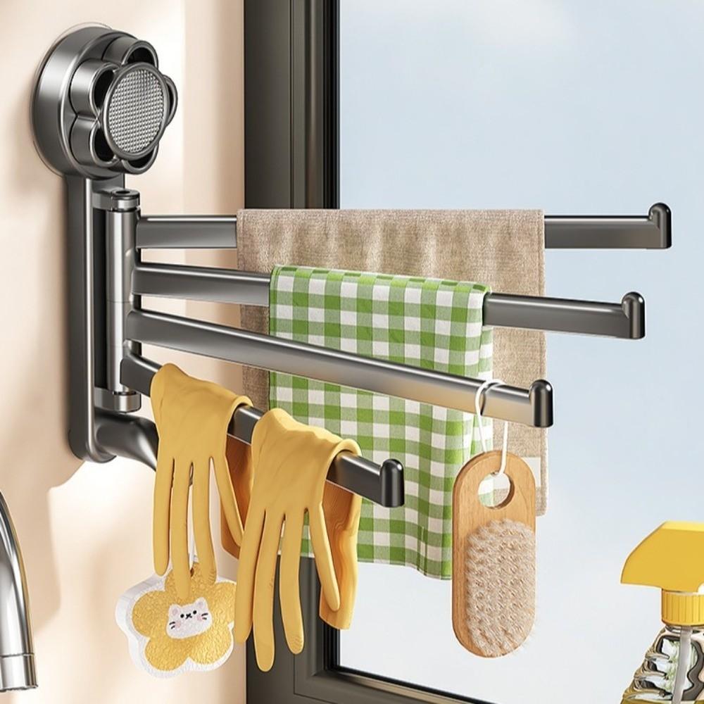 Rotating Towel Rack Suction Cup Bath Towel Holder Multi-Functional Towel Hanger  Shower